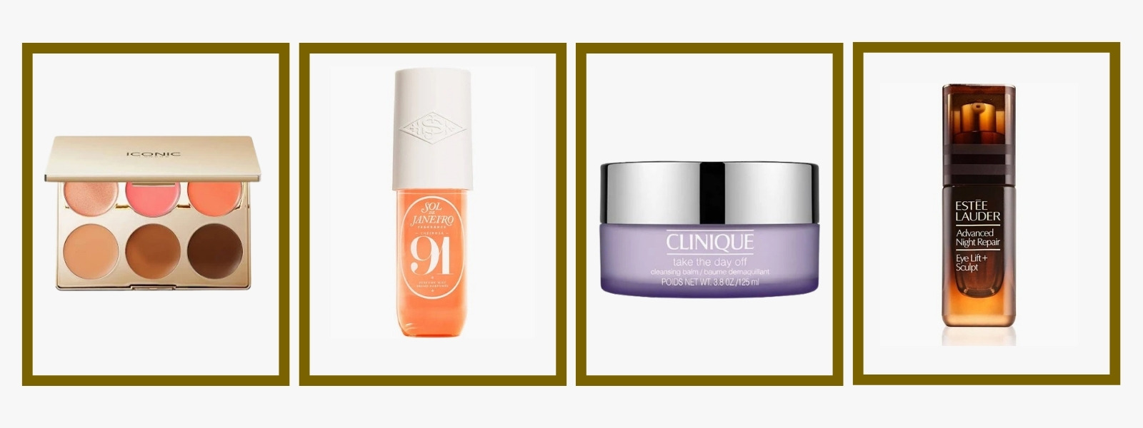 Pique Picks from the Boots 24 Days of Luxe Advent Calendar 2026: the Iconic London Multi-Use Cream Blush Bronze and Highlight Palette, Sol de Janeiro Cheirosa 91 Perfume Mist, Clinique Take The Day Off Cleansing Balm and Estee Lauder Advanced Night Repair Eye Lift and Sculpt