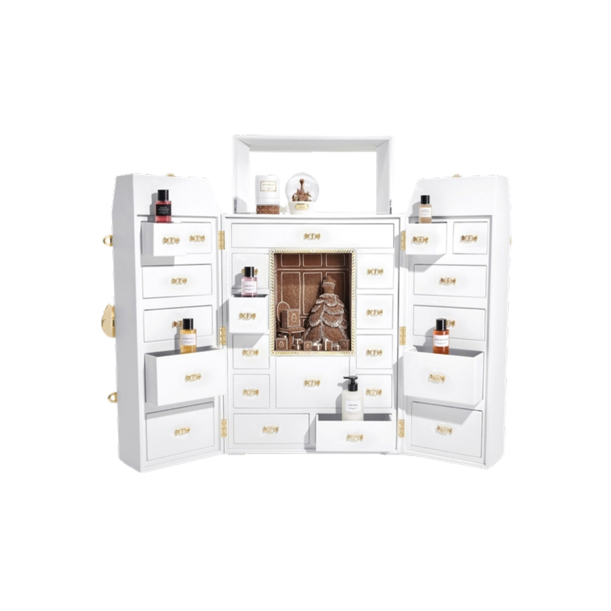 Dior La Malle des Rêves Advent Calendar 2026 trunk open with its drawers and fragrances