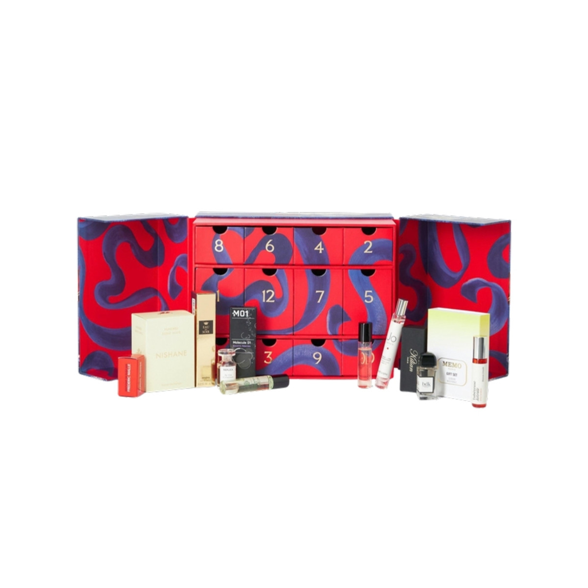 John Lewis Fragrance Advent Calendar 2026 open with its perfumes in front