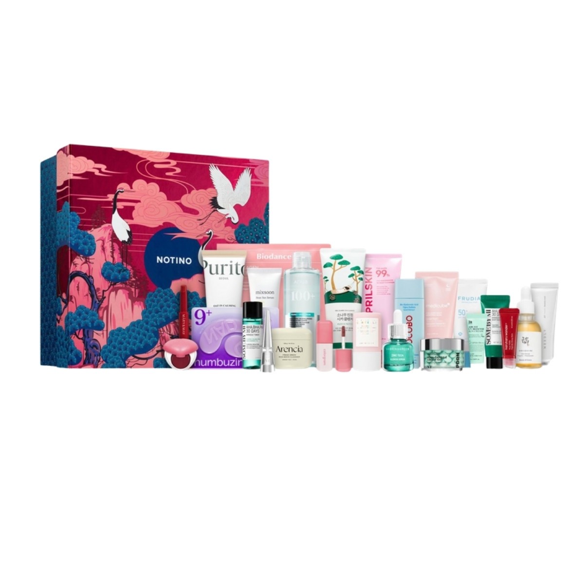 The Notino Korean Beauty Gems Advent Calendar 2026 with its K-beauty products lined up in front