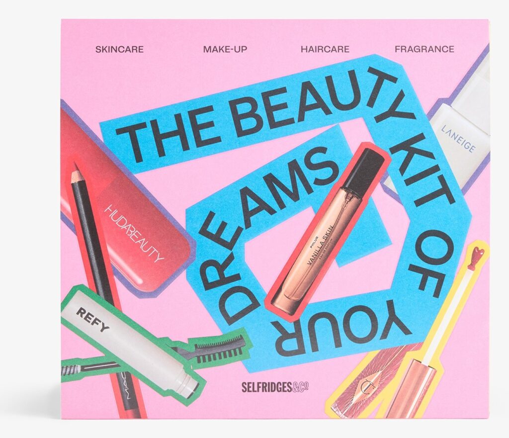 The pink and blue Selfridges Dream Bundle 2026 gift box, printed with the words The Beauty Kit of Your Dreams
