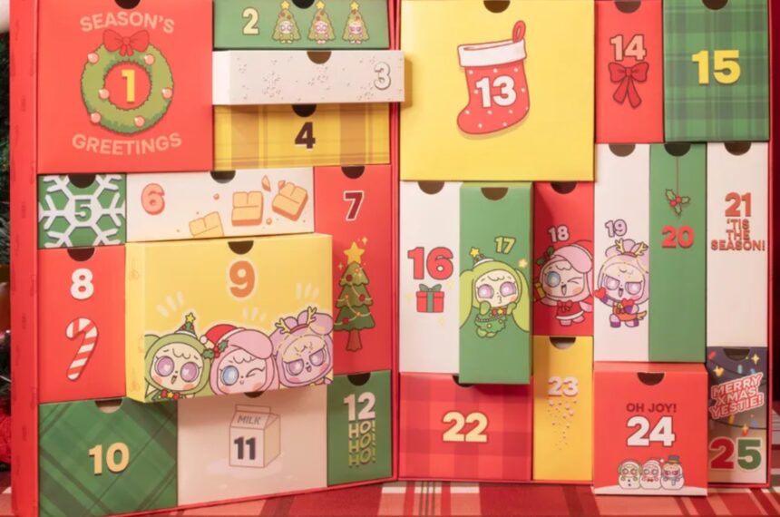 YesStyle Beauty Advent Calendar 2026 open to show all 25 numbered drawers