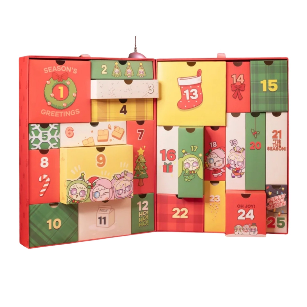 The YesStyle Y So Cereal Beauty Advent Calendar 2026 open, showing its numbered drawers
