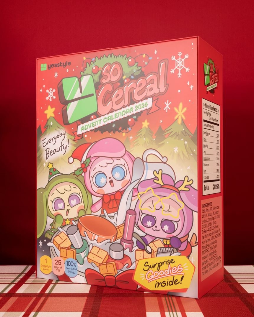 YesStyle Beauty Advent Calendar 2026 Y So Cereal cereal box packaging, closed