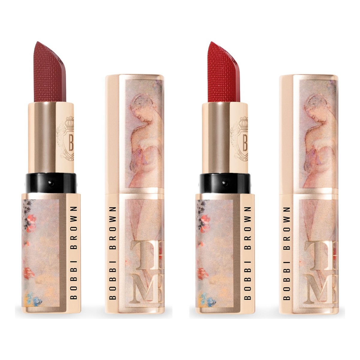 Bobbi Brown x The Met Luxe Lipstick in Neutral Rose and Parisian Red with Redon case